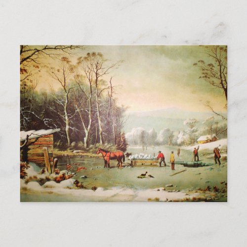 American Country Scene  Getting Ice Postcard