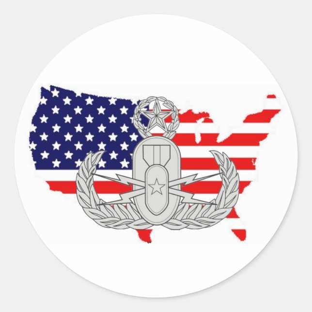 American Country w/EOD Badge Classic Round Sticker (Front)