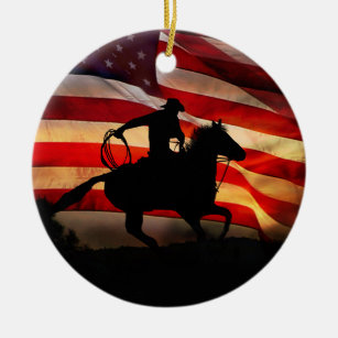 American Cowboy Country Western Christmas Ceramic Ornament