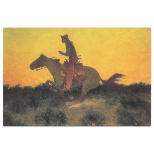 American Cowboy Horse Rider Against the Sunset Tissue Paper