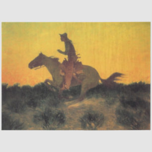 American Cowboy Horse Rider Against the Sunset Tissue Paper