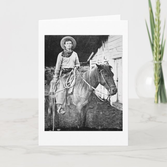 American cowboy in Kansas, c.1880 (b/w photo) Card (Front)