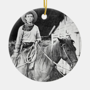 American cowboy in Kansas, c.1880 (b/w photo) Ceramic Ornament