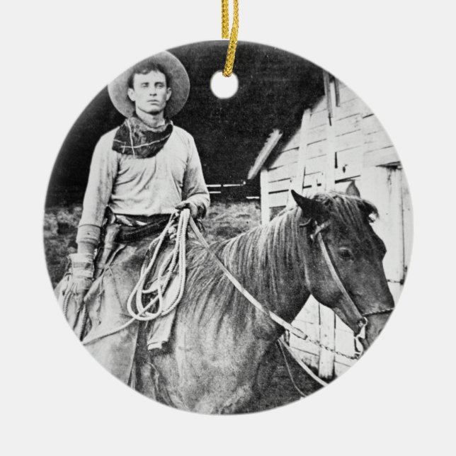 American cowboy in Kansas, c.1880 (b/w photo) Ceramic Ornament (Front)