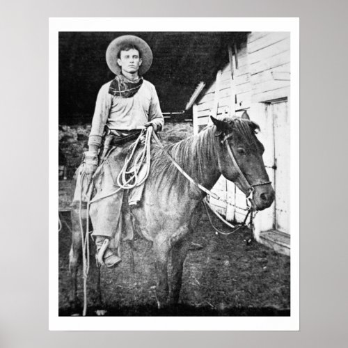 American cowboy in Kansas c1880 bw photo Poster