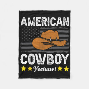 American Cowboy Rodeo American Flag Vintage Cowboy Fleece Blanket