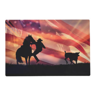 American Cowboy Rodeo Flag Horse Roping Placemat