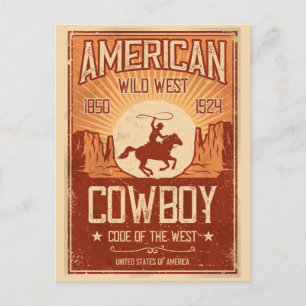 American Cowboy Wild West Postcard