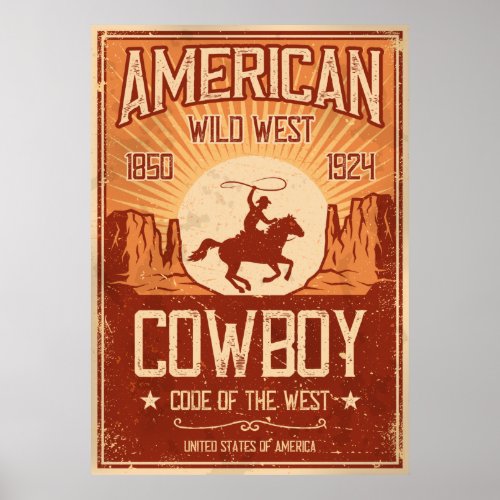 American Cowboy Wild West Poster