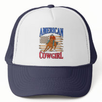 American Cowgirl Barrel Racing Horse Racer Horses Trucker Hat
