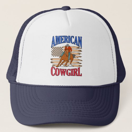 American Cowgirl Barrel Racing Horse Racer Horses Trucker Hat