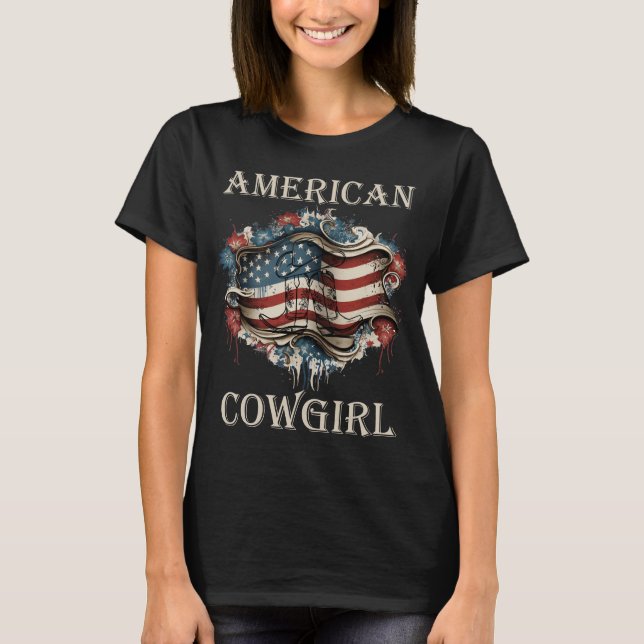 American Cowgirl, Patriotic T-Shirt (Front)