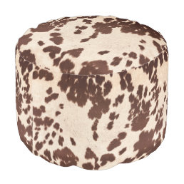American Cowhide Image Round Pouf