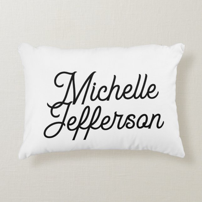 American Creative Trendy White Black Calligraphy Accent Pillow (Front)
