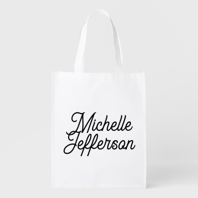 American Creative Trendy White Black Calligraphy Grocery Bag (Front)