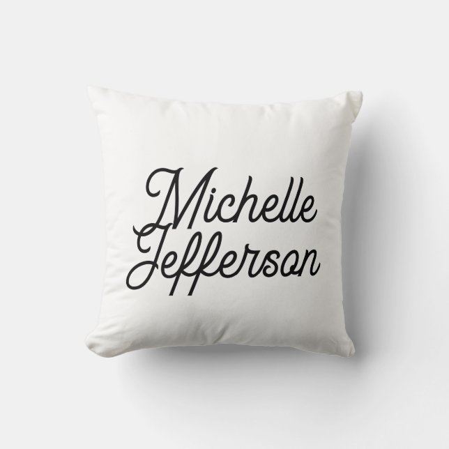 American Creative Trendy White Black Calligraphy Throw Pillow (Front)