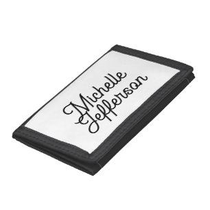 American Creative Trendy White Black Calligraphy Tri-fold Wallet