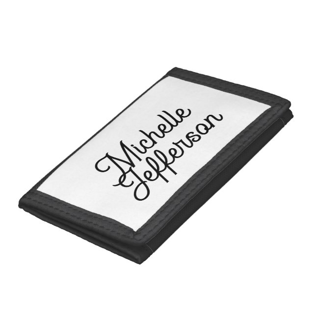 American Creative Trendy White Black Calligraphy Trifold Wallet (Bottom)