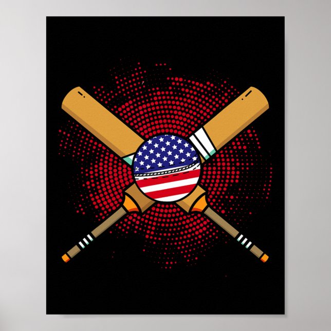 American Cricket Racket And Ll Flag Of Usa  Poster (Front)
