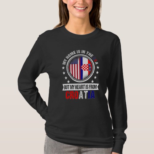 American Croatian Flag Heart from Croatia American T_Shirt