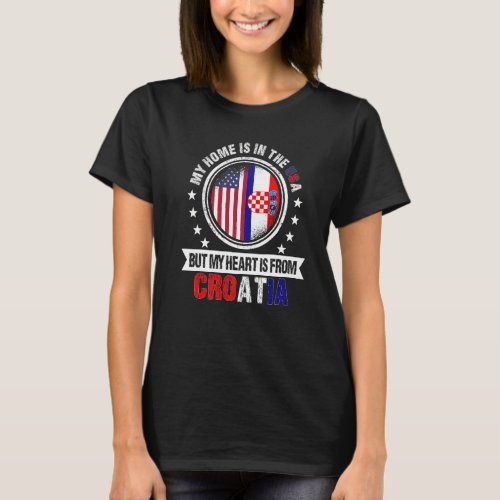 American Croatian Flag Heart from Croatia American T_Shirt