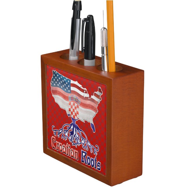 American Croatian Roots Desk Tidy Organizer (In Situ)