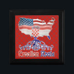 American Croatian Roots Keepsake Box<br><div class="desc">American Croatian Roots Keepsake Box.
Croatian Roots design. Perfect for Americans proud of their Croatian ancestry and heritage and for ex-pats living in the US! This design combines both the USA and Croatia flags inside a map of the USA.</div>