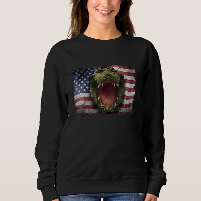 American Crocodile Alligator USA Flag For American Sweatshirt (Front)