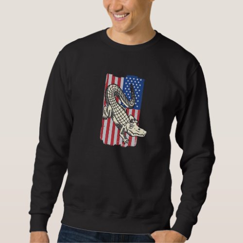 American Crocodile Alligator USA Flag For Men Wome Sweatshirt