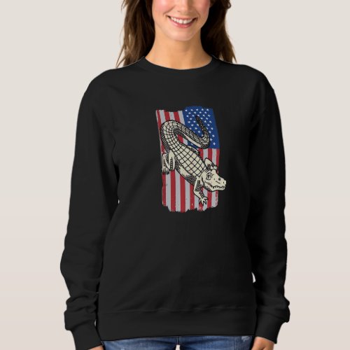 American Crocodile Alligator USA Flag For Men Wome Sweatshirt