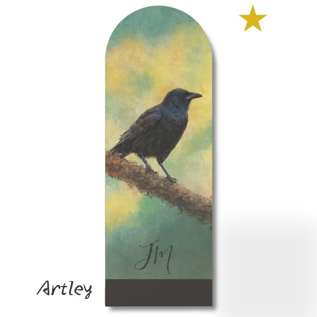 American Crow Bird Painting Custom Name Birder Bookmarks (Creator Uploaded)