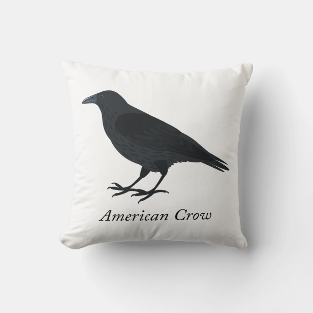American Crow Throw Pillow (Front)