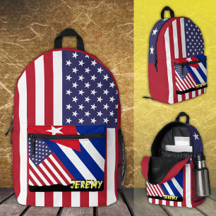 American / Cuban backpack, patriotic, name / Flag Printed Backpack