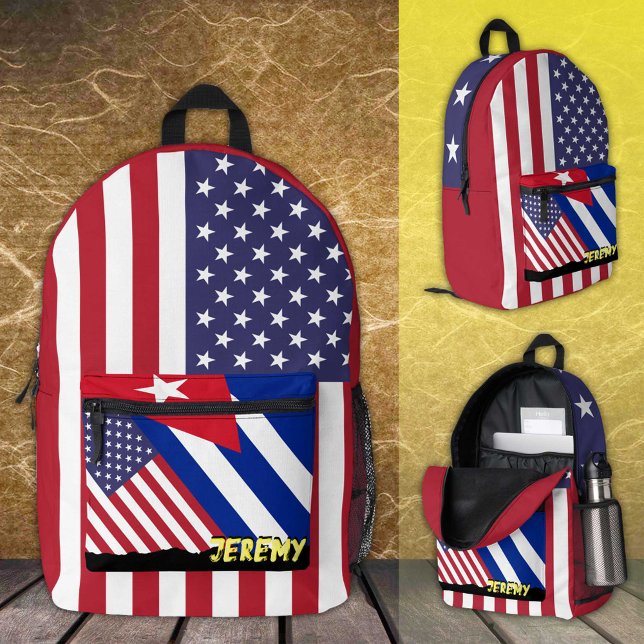 American / Cuban backpack, patriotic, name / Flag Printed Backpack (Creator Uploaded)