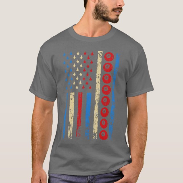 American Cue Sports Flag Athletic Billiards friend T-Shirt (Front)