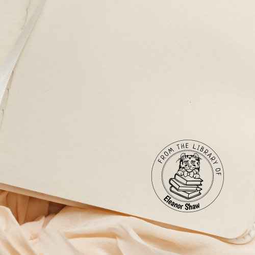 American Curl Cat Book From the Library Of   Rubber Stamp