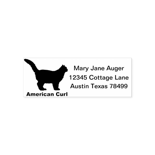American Curl Cat Personalized Self Address Stamp (Design)