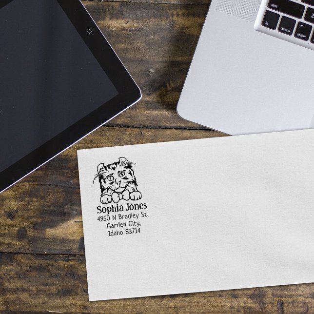 American Curl Cat Return Address  Rubber Stamp (Creator Uploaded)