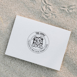 American Curl Cat Return Address Rubber Stamp