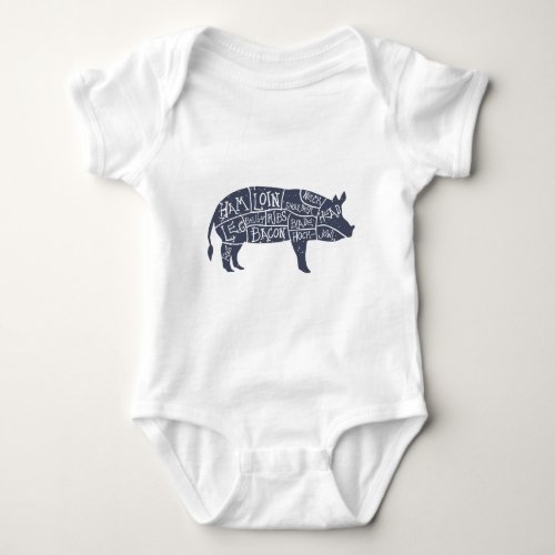 American cuts of pork vintage typographic baby bodysuit