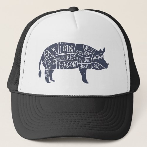 American cuts of pork vintage typographic trucker hat