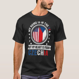 American Czech Flag Heart from Czechia American Pa T-Shirt