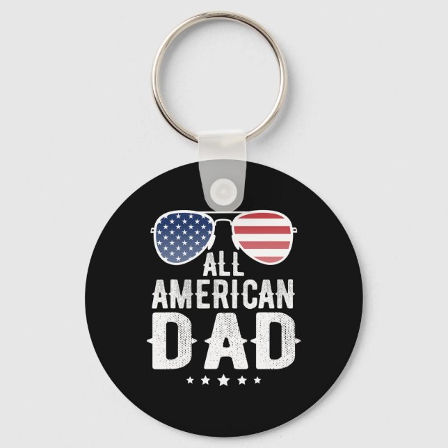 American Dad 4th Of July Us Patriotic Pride  Keychain (Front)