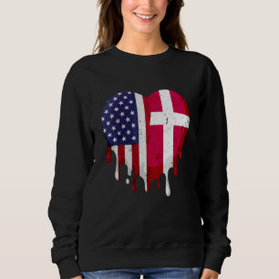American Danish Heritage Month Denmark Flag Heart Sweatshirt