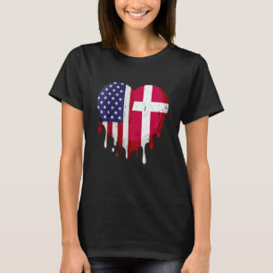 American Danish Heritage Month Denmark Flag Heart T-Shirt