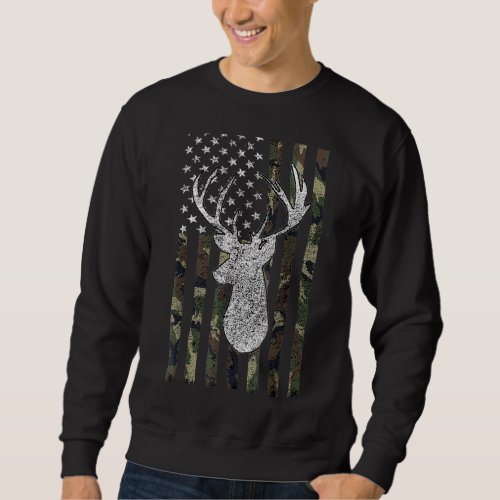 American Deer Hunter Patriotic USA Flag For Men Wo Sweatshirt