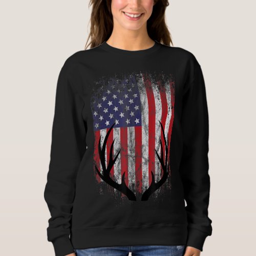 American Deer Hunter Patriotic USA Flag For Men Wo Sweatshirt