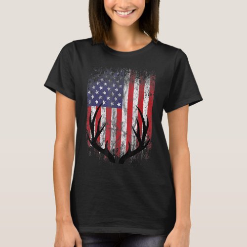 American Deer Hunter Patriotic USA Flag For Men Wo T_Shirt