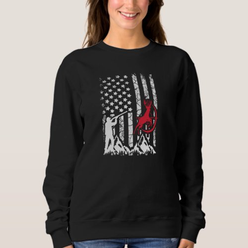 American Deer Hunter Vintage Us Flag Hunting Pullo Sweatshirt