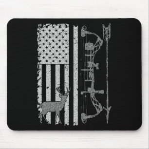 American Deer Hunting Bow Hunter Flag Accessories Mouse Pad